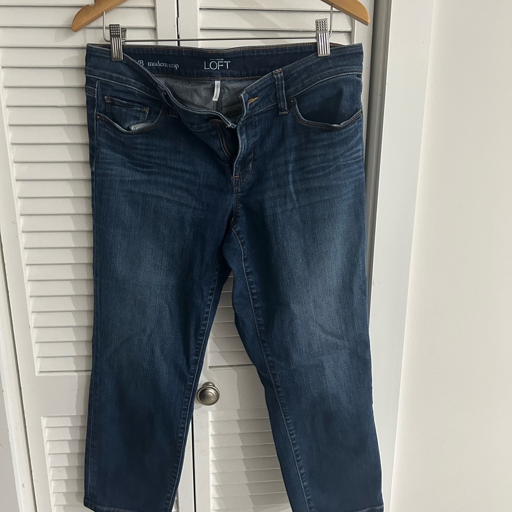 LOFT Modern Cropped Jeans - Dark Blue